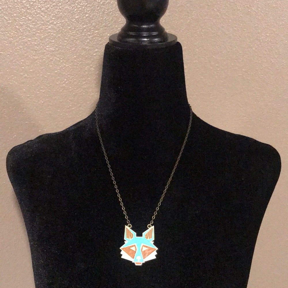 Unique Fox Necklace with Bronze Chain 18 inch